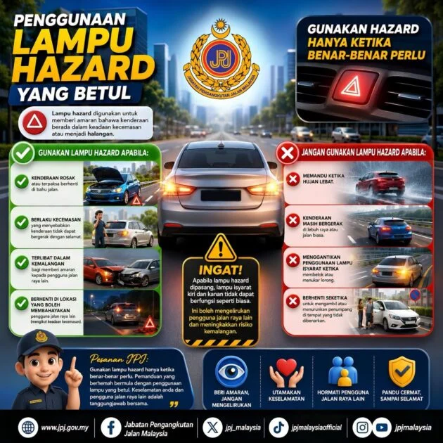 JPJ ingatkan pemandu berhubung penggunaan lampu kecemasan yang betul – bukan digunakan sesuka hati!