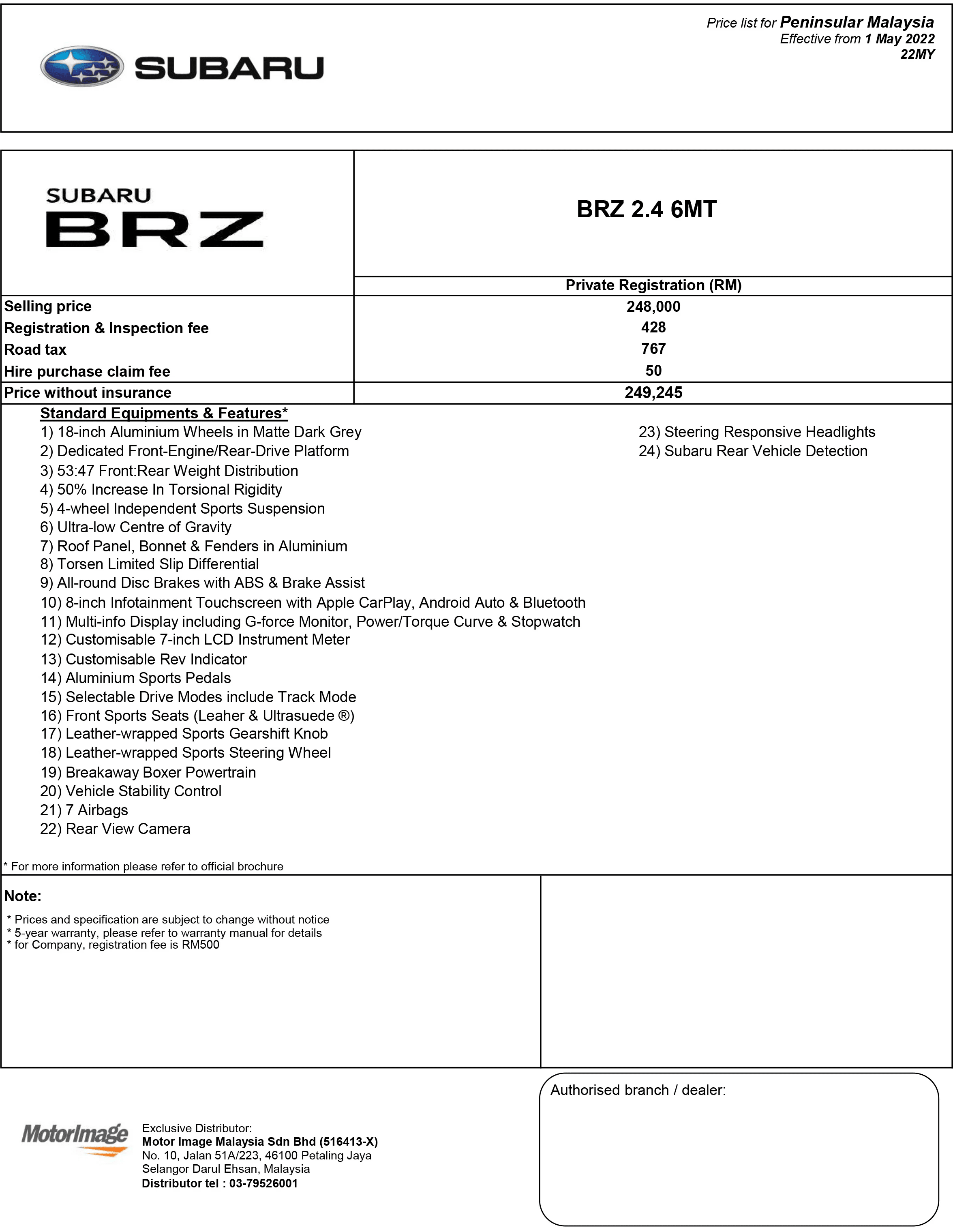全新二代 2022 Subaru BRZ 本地售价出炉!比预售价贵RM20k,手排版售RM249,245、自排版则售RM259,245