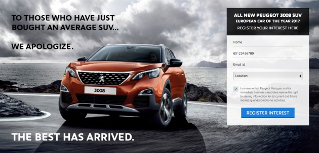 2017 Peugeot 3008 SUV – registration of interest open