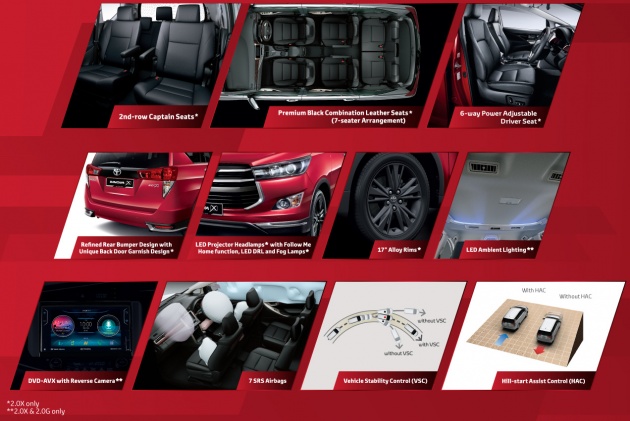 Toyota Innova 2.0X terima tempat duduk kapten, lampu utama LED; 7 beg udara untuk semua – dari RM108k
