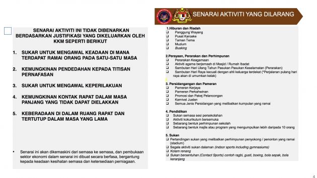 PKPB: Senarai aktiviti yang masih tidak dibenarkan