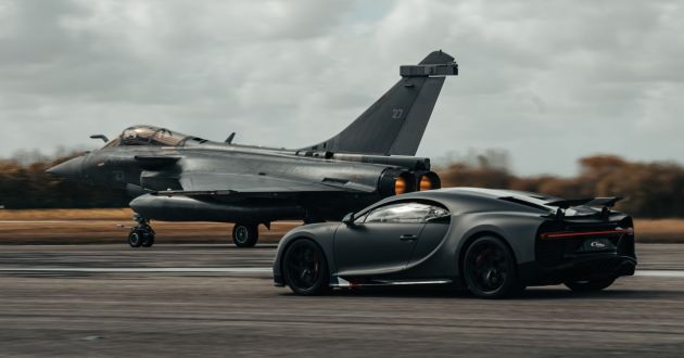 Bugatti Chiron Sport Les Légendes du Ciel ‘bertempur’ dalam lumba drag dengan pesawat Dassault Rafale
