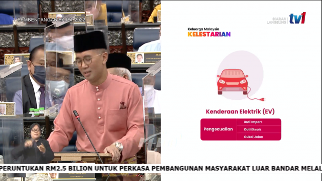 Bajet 2022: Kerajaan cadang beri pengecualian cukai penuh EV, pelepasan RM2.5k cukai pendapatan