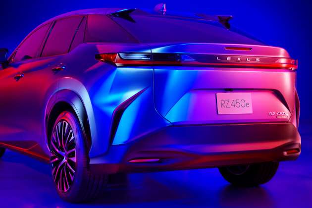 Lexus RZ electric SUV revealed in first official photos, teasers – three more EVs shown, including sports car