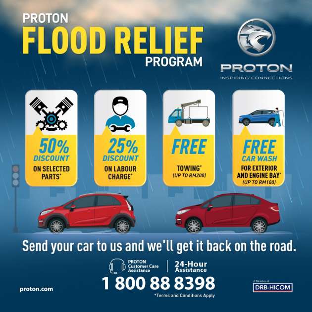 Proton enhances its flood relief assistance – bigger discount on parts, free towing and cleaning services