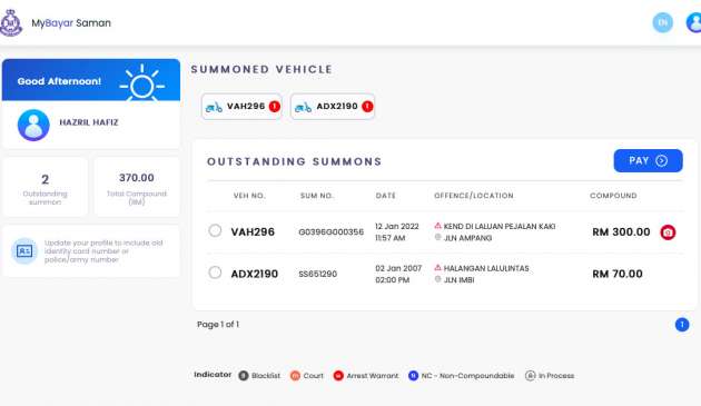 MyBayar Saman – pay your PDRM summons online