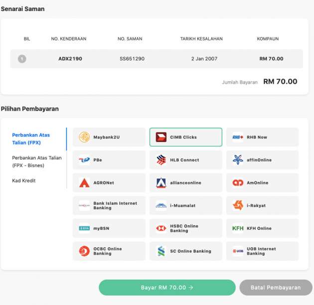MyBayar Saman – pay your PDRM summons online