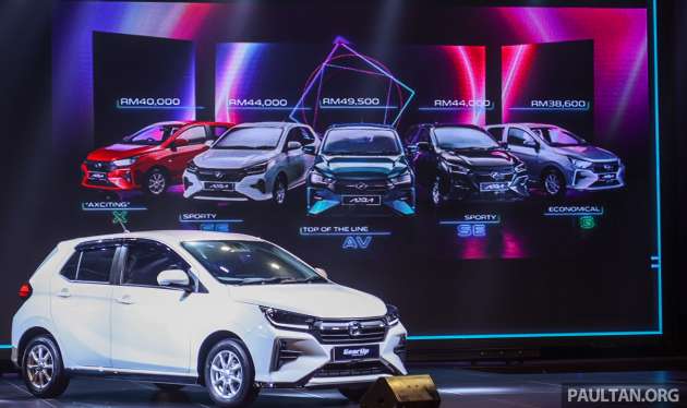 2023 Perodua Axia D74A spec-by-spec comparison – 4 1.0L CVT variants; G, X, SE, AV; RM38.6k to RM49.5k