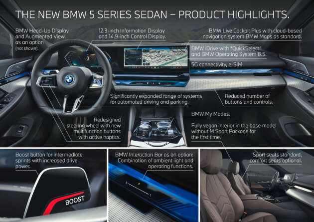 BMW i5 and 2024 BMW 5 Series G60 – M60 xDrive with up to 601 hp; AirConsole brings in-car gaming