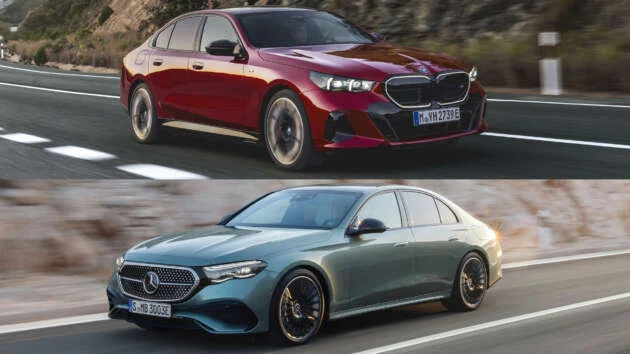 2024 G60 BMW 5 Series vs W214 Mercedes-Benz E-Class – both high tech, but very different approaches