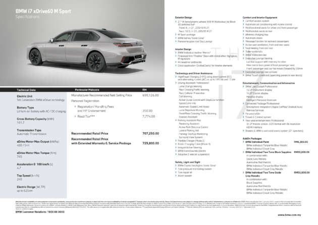 BMW i7 xDrive60 2023 kini di Malaysia — jarak EV sehingga 615 km, 544 PS/795 Nm, skrin 31.1-inci