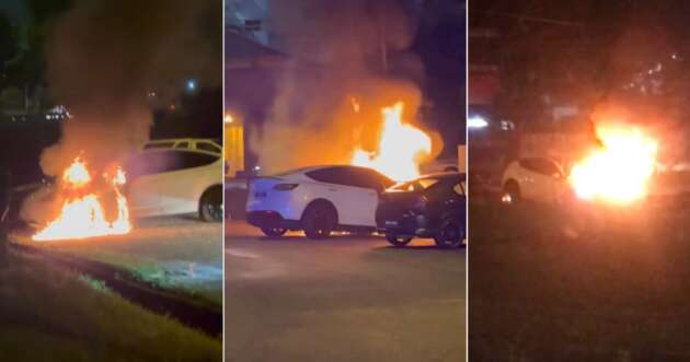 Tesla Model Y seen burning in Puchong last night – first recorded case of EV fire in Malaysia?