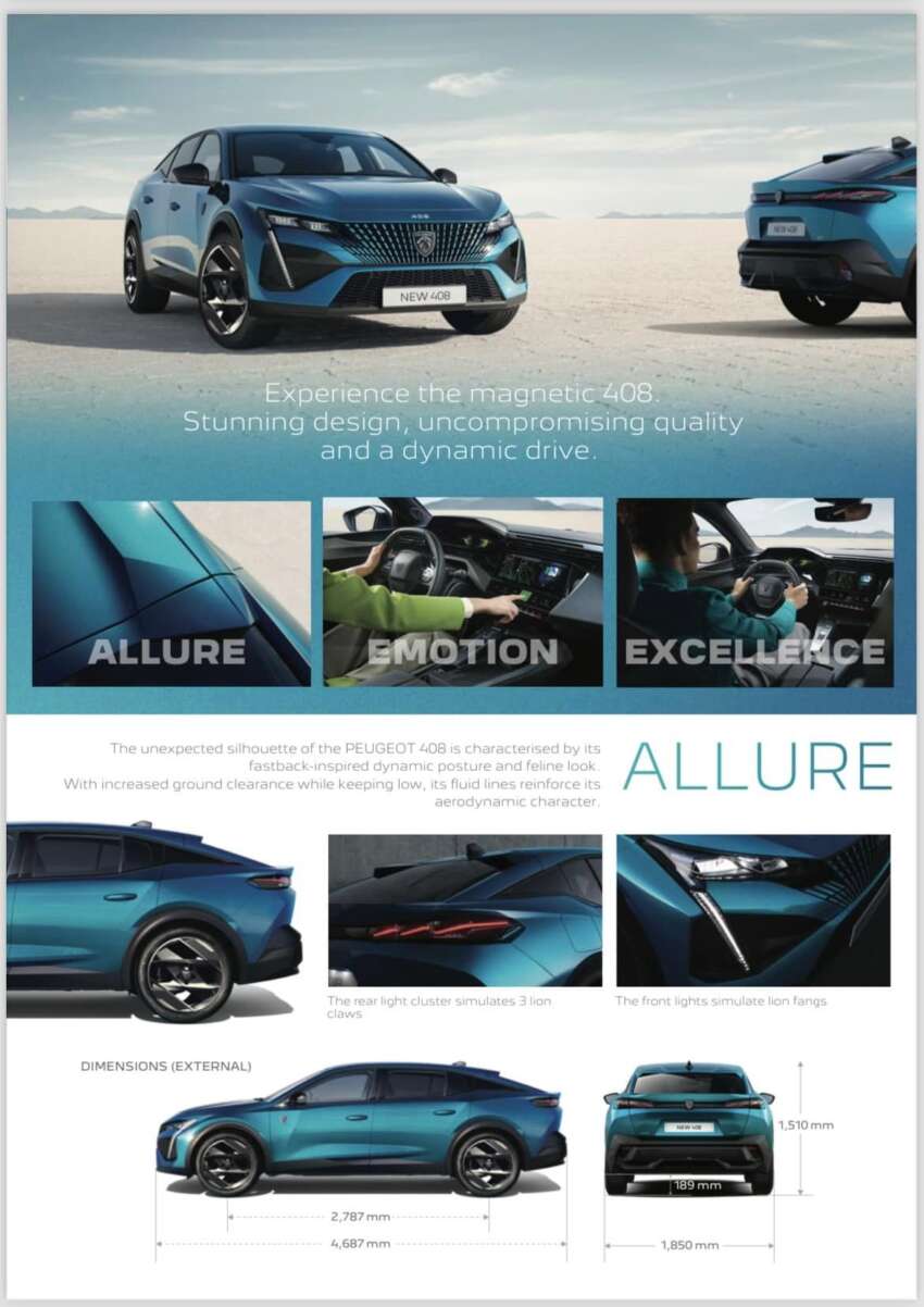 2024 Peugeot 408 specs leaked before Malaysia launch in May – three variants; 1.6T, 8AT; standard AEB 1749752