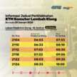 New KTM Komuter schedule due to KVDT2 project – starts Jan 20, Port Klang – KL Sentral line, free buses