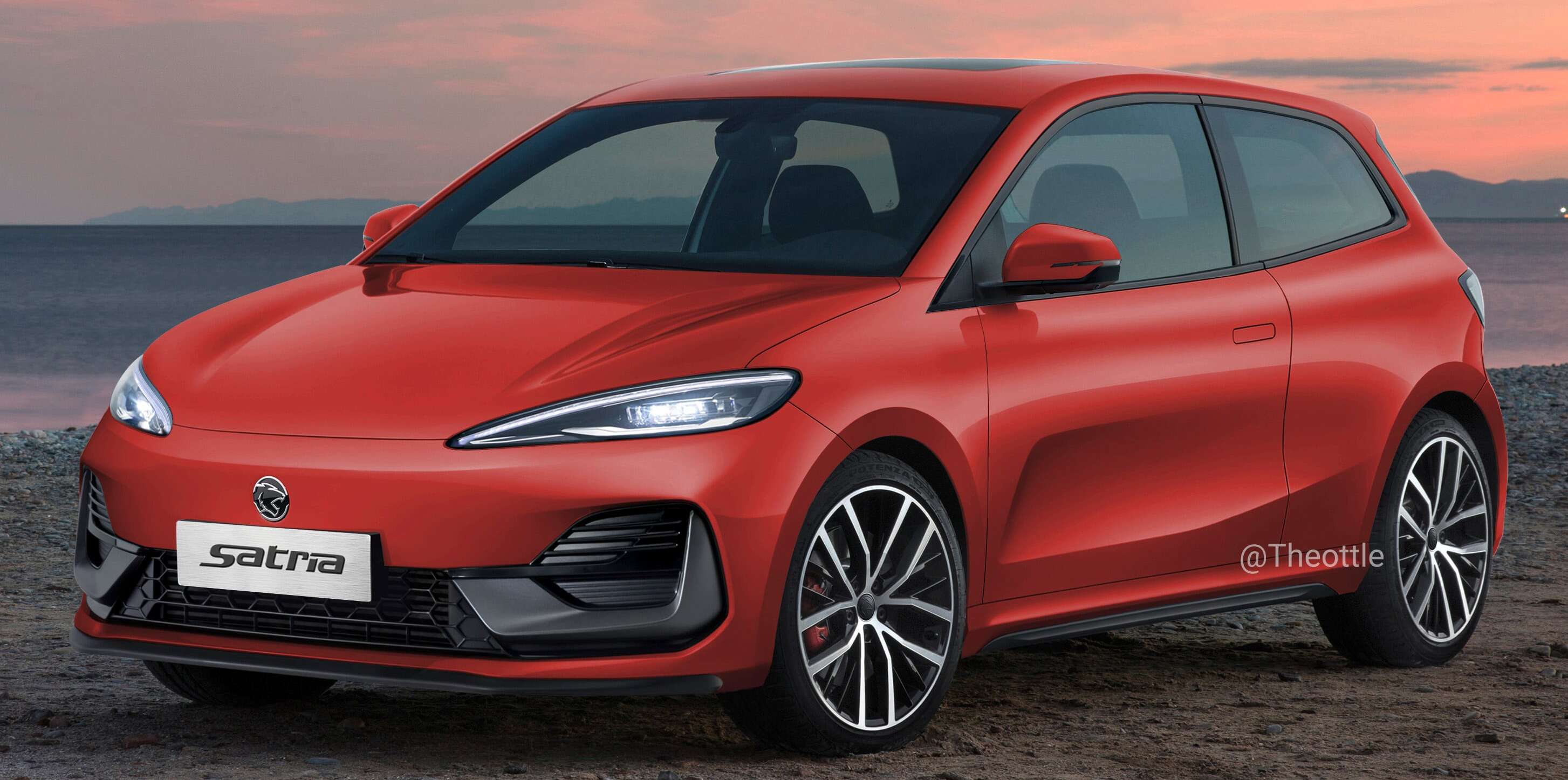 Proton Satria rendered – eMas 3 EV with fewer doors