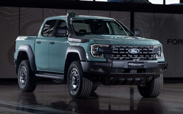 Ford Ranger Super Duty – hardcore work truck with off-road tyres, steel bumpers, snorkel, higher GVM