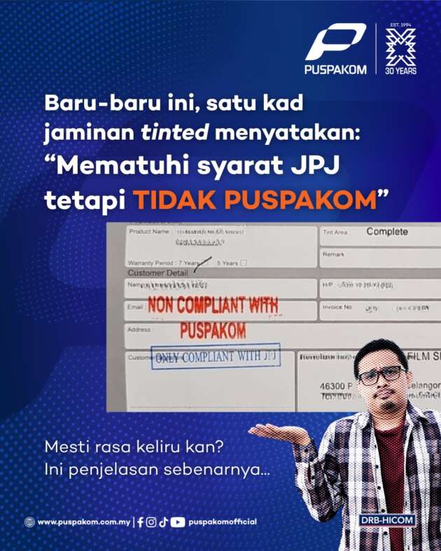 No such thing as “Puspakom-compliant” window tint, says CEO – inspection company follows JPJ regs