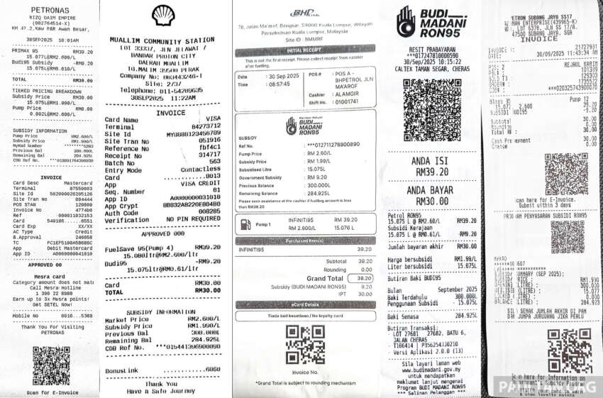 Budi95: Pump displays price based on RM2.60 – see Petronas, Shell, BHPetrol, Petron, Caltex receipts here 1976489