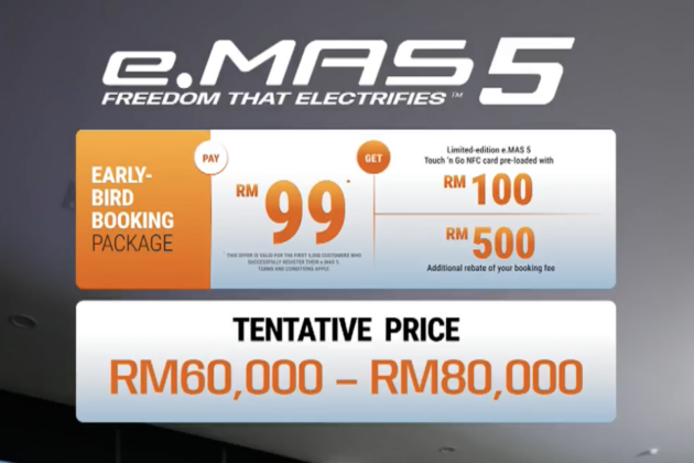 Proton eMas 5 estimated price RM60k-80k: Malaysia’s cheapest EV open for booking, 225-325 km range