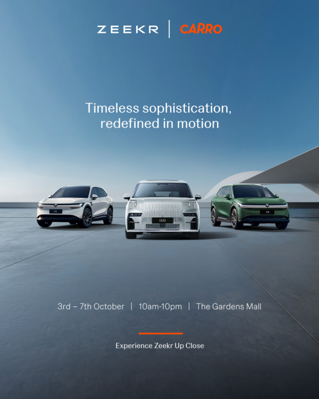 Check out the Zeekr 7X SUV and Zeekr 009 MPV at the The Gardens Mall roadshow this weekend