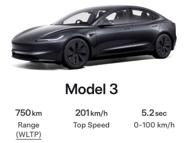 2025 Tesla Model 3 Highland Long Range RWD in Malaysia – RM185k; 750 km WLTP; 0-100 in 5.2s