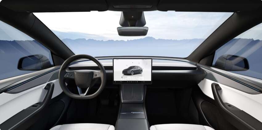 2026 Tesla Model Y in China updated to get larger 16-inch screen, black headlining from 6-seater Model Y L 2020093