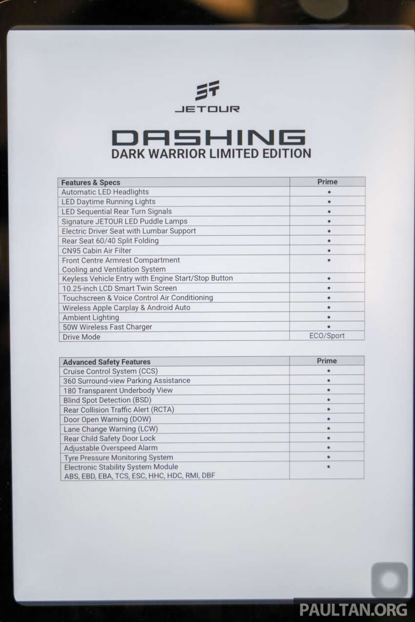 Jetour Dashing Dark Warrior Limited Edition launched – matte black exterior, 156 PS/230 Nm 1.5T, RM117k 2060111