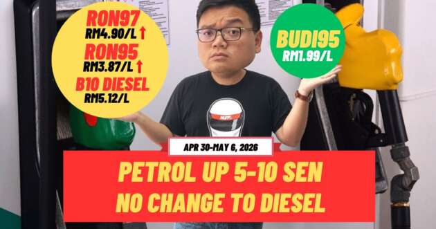 Malaysian fuel prices April 30-May 6, 2026 – RON95 up 10 sen, RM3.97; RON97 to RM4.90; diesel unchanged