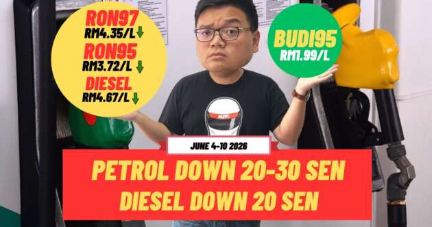 Malaysian fuel prices June 4 to 10, 2026 – prices down; RON95 to RM3.72, RON97 to RM4.35, diesel to RM4.67