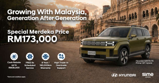 Hyundai Santa Fe Prime Hybrid – 235 PS, up to 1,000 km range, 7 seats, 10 airbags, limited units from RM173,000