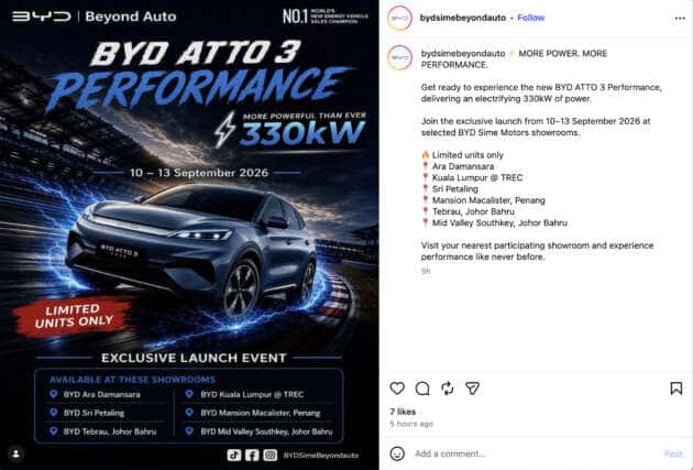 2026 BYD Atto 3 Performance teased for Malaysia – AWD with 449 PS, 570 Nm, 470 km WLTP, limited units only