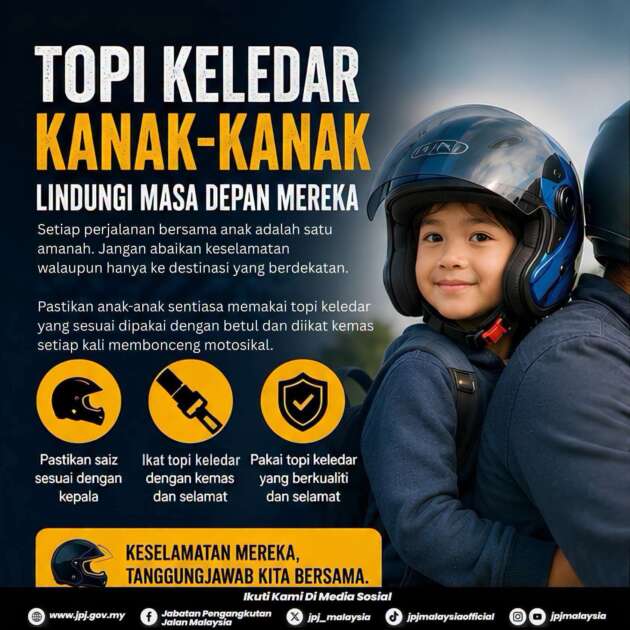 Parents must prioritise safety when carrying children on a motorcycle – wear a properly fitted child helmet