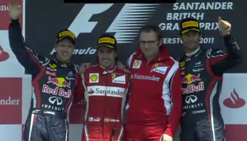 British GP: Alonso wins for Ferrari ahead of the Red Bulls